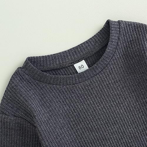 Newborn Baby Boy Girl Halloween Outfit Long Sleeve Waffle Knit Sweatshirt Top Pumpkin Ghost Print Pants 2Pcs Set4