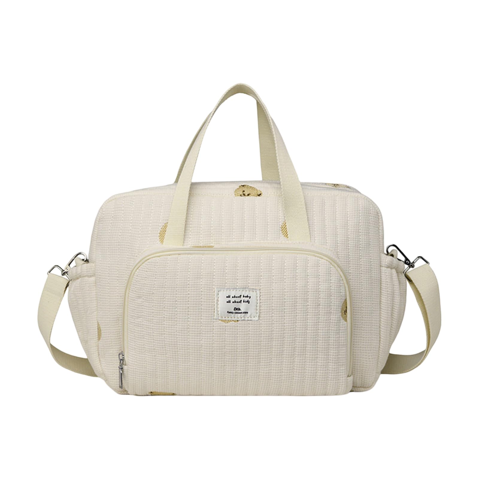Bolsa de pañales cruzada a prueba de salpicaduras de gran capacidad para colgar en el cochecito de mamá para mujer, hombro de algodón y lino