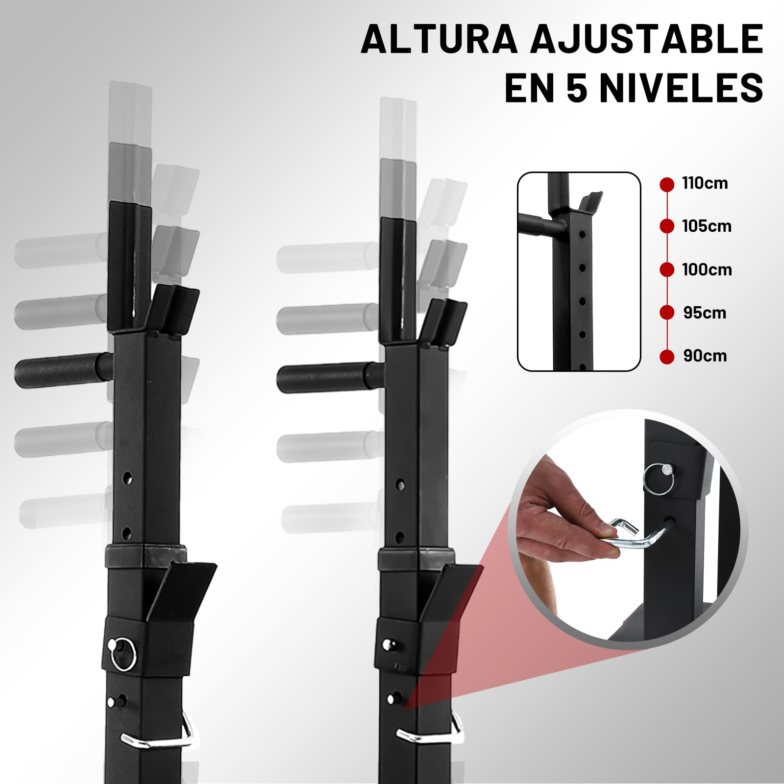 ISE Banco de musculación plegable ajustable con soporte de barras para mancuernas y estación de dips, bancos de musculación ajustables rojo negro 544-BK, blanco negro 544-WH