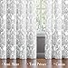 FMFUNCTEX White Grey Curtains for Living Room 84 Inch Long Damask Print Curtains Classic Floral Pattern Window Curtain Panels for Bedroom with Total Privacy Grommet Top 2 Pcs
