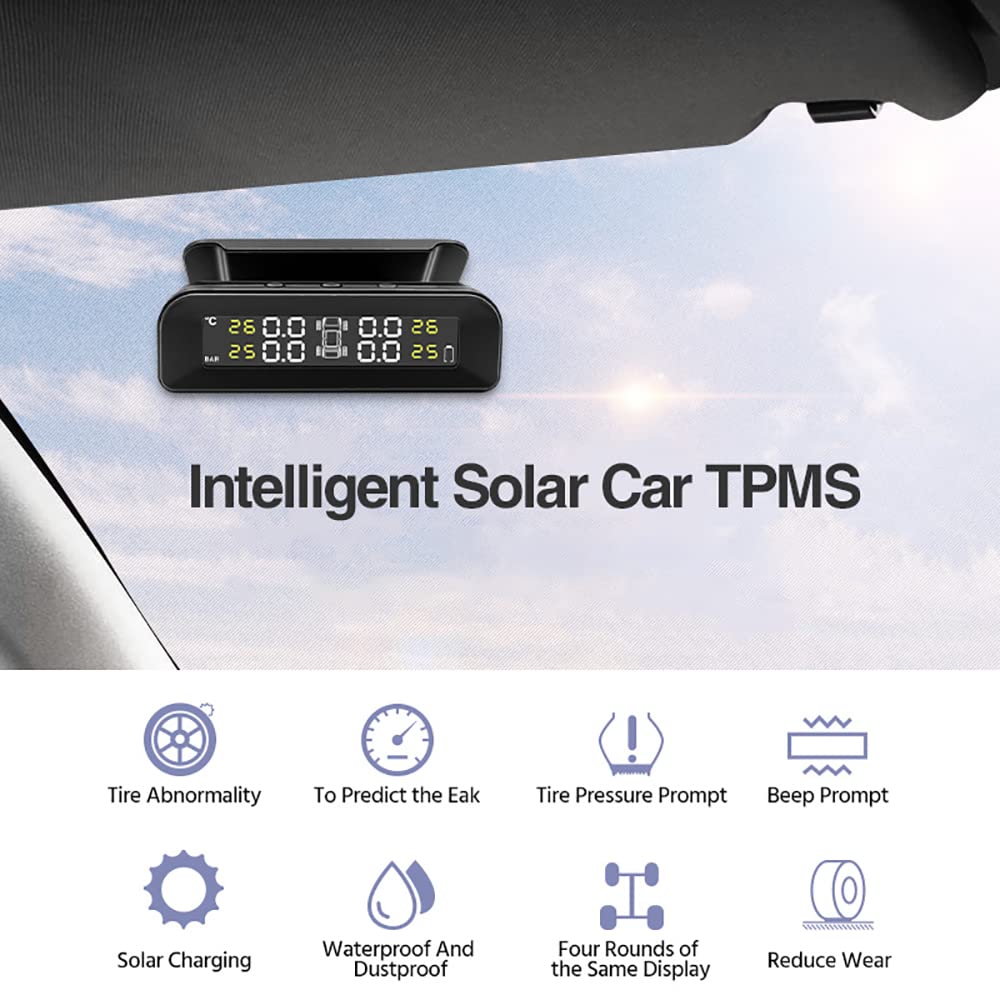 Riloer Autoreifendruck-Controll-system, regulacja temperatury RDKS-i i drukarki; jest to łatwy w montażu wyświetlacz i 4 zewnętrzne czujniki, energia słoneczna i złącze USB