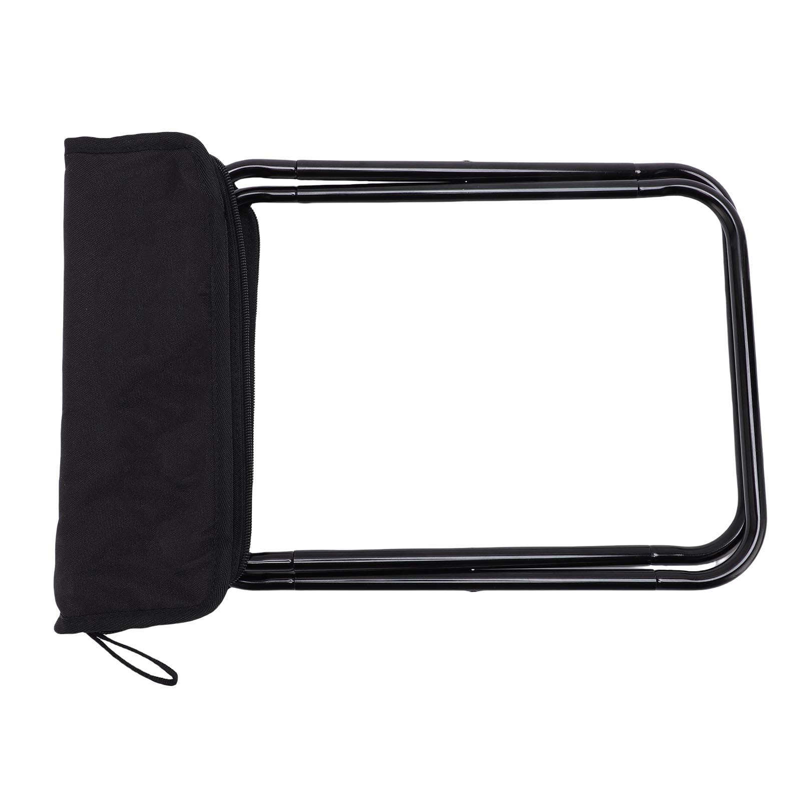 Camping Tabouret Léger en Aluminium Cadre Pliant Tabouret De Stockage Intégré Voyage Randonnée Pêche Plage Noir