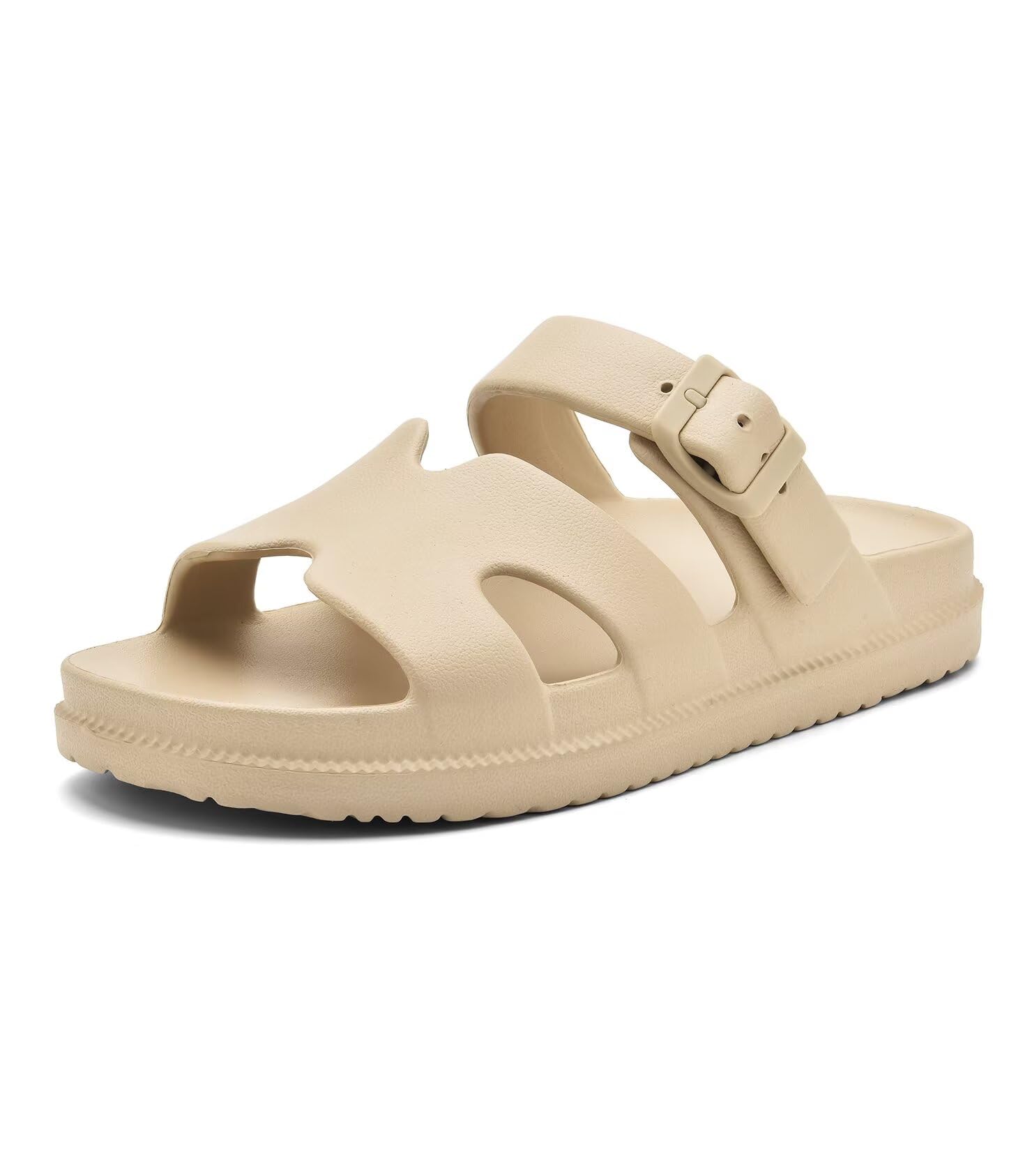 Haifago Women's Flat Sandals with Arch Support, Summer Beach Slip on Slides Comfort Lightweight H-Strap Sandal Adjustable Buckle