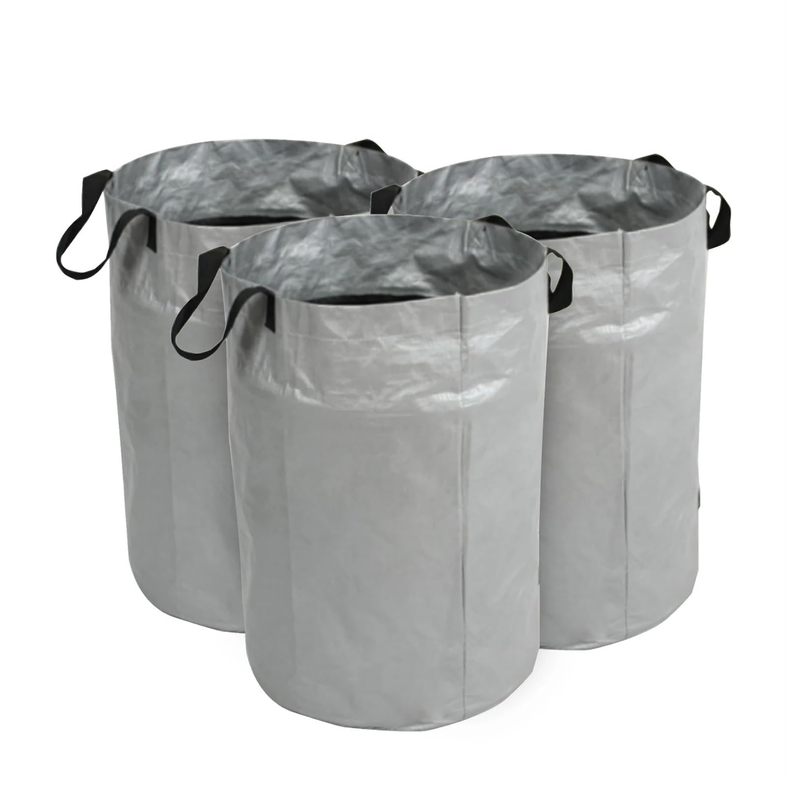 Sacchi per rifiuti da giardino, 3 sacchi for la raccolta delle foglie riutilizzabili da 100 litri, pieghevoli, for la raccolta dei rifiuti da giardino(Silver 3pcs)
