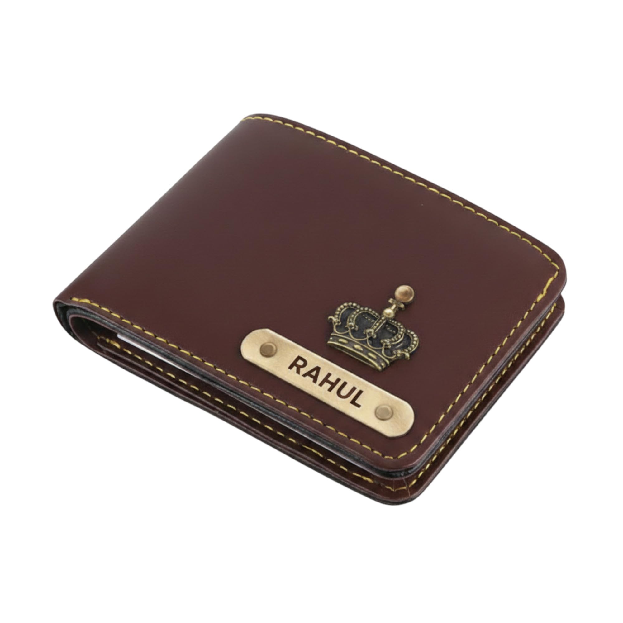 Customised Personalised Wallet Gift for Men Leather Wallet for Men and Boys - Personalized Wallet with Name & Charm Purse - Brown-image-7