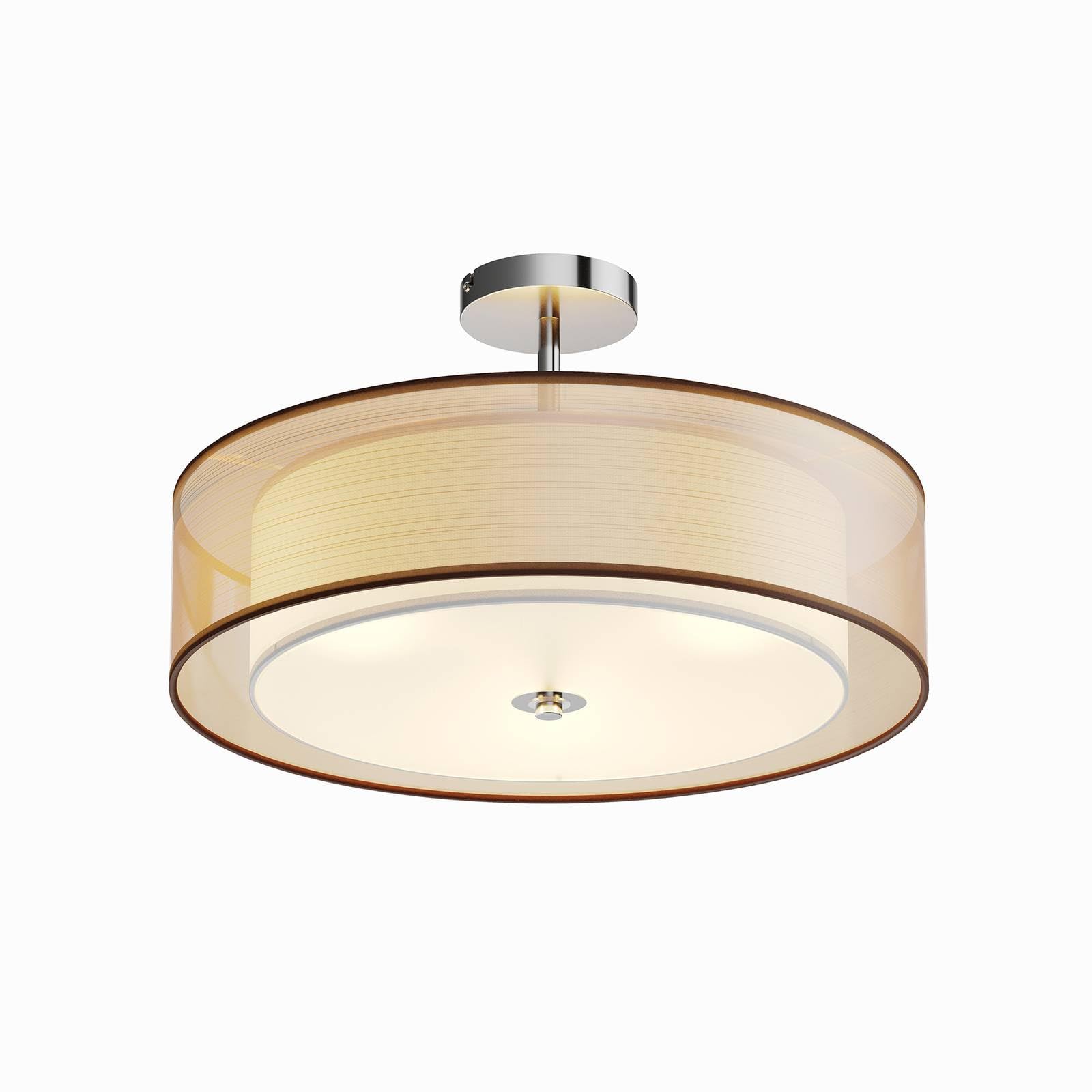 Lindby plafoniera Tobia, marrone, tessuto, 50 cm, E27