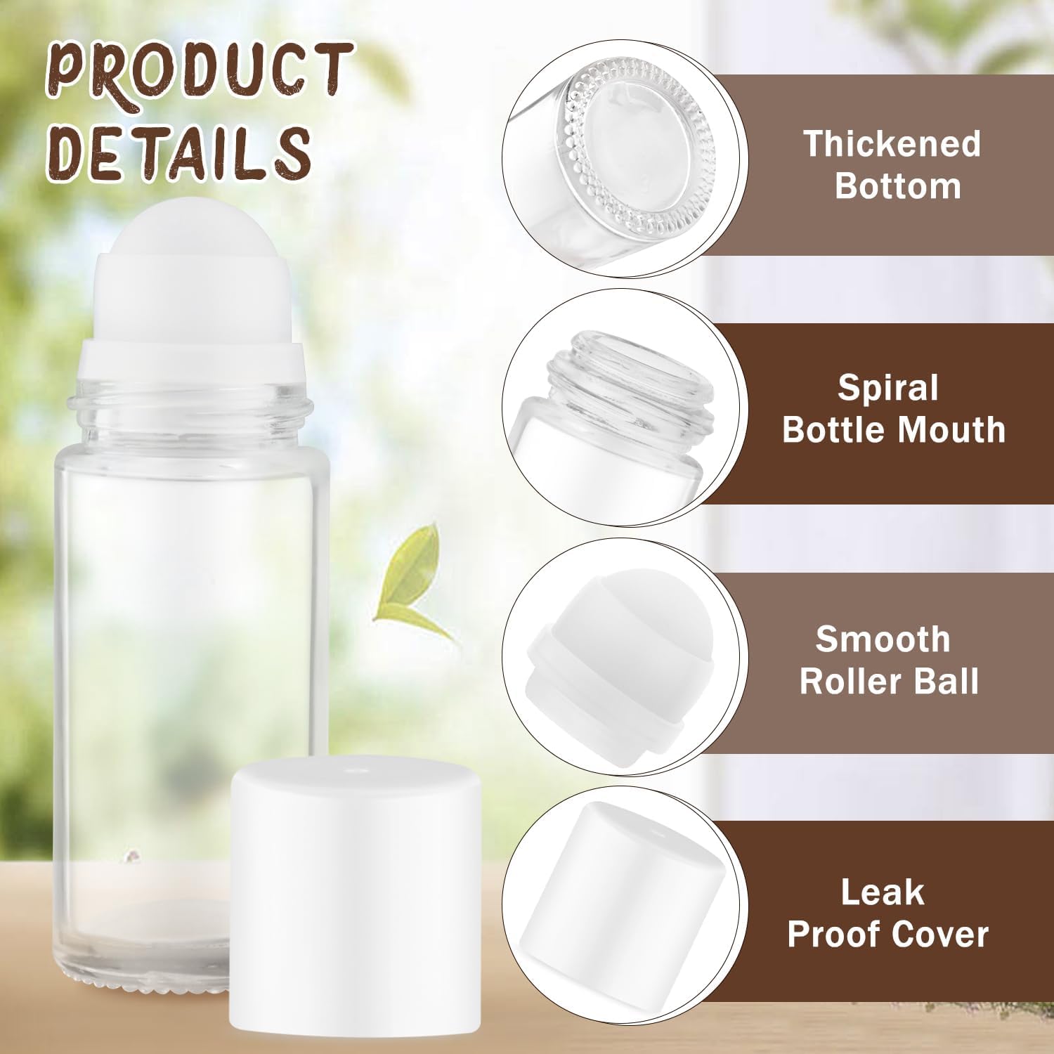 Set 50 uds Roll on Rellenable 50 ml | Roll On Aromaterapia | Bote Roll on Crema Solar Rellenable