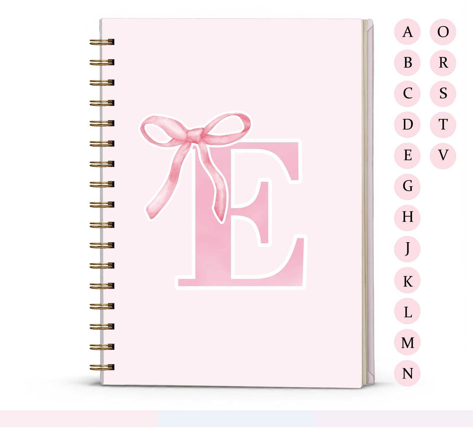 foedor Pink Bow Journal Notebook for Girls,Initial E Journals Personalized Diary Gifts for Teen Girl Kids,Monogrammed Gifts for Women,Trendy Coquette