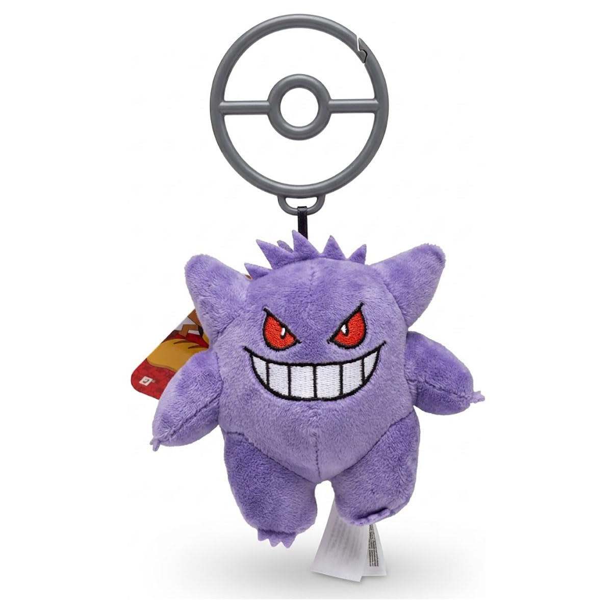 Pokemon Gengar Clip-On Plush Toy 3.5 Inch with Poke Ball Shaped Bag Clip | Soft Stuffed Pokémon Keychain Plush | Collectible Backpack Accessory for Kids & Fans