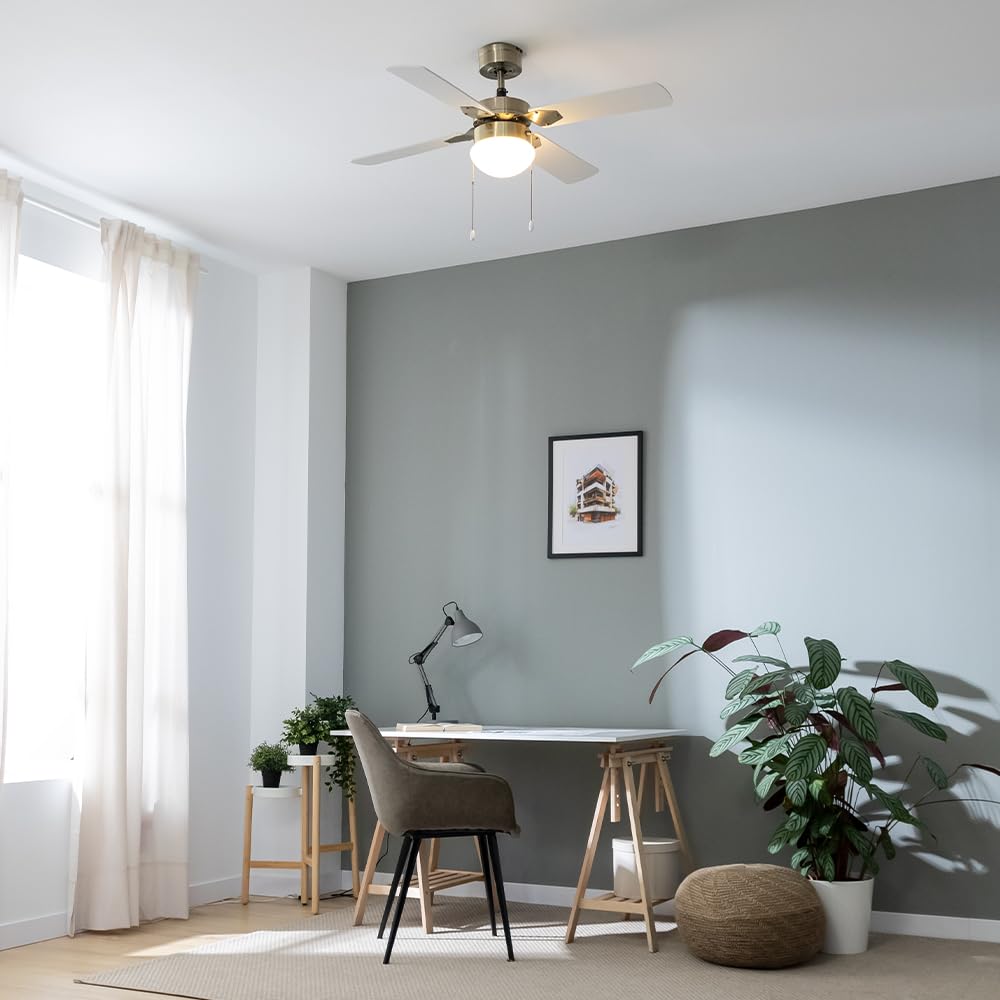Cecotec - Deckenventilator mit Licht EnergySilence Aero 450 GoldWhite, 50W DC Motor, Durchmesser 106 cm, 3 Geschwindigkeiten, 4 umkehrbaren Flügeln und Winter-Sommer-Modus