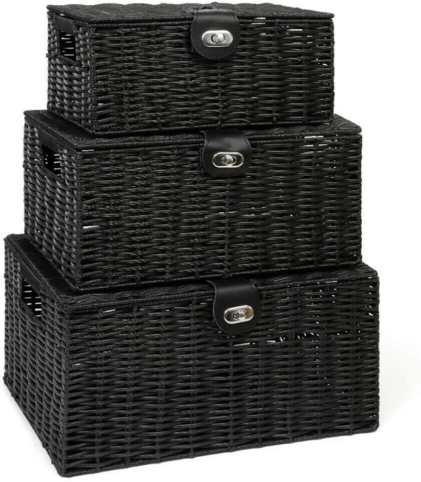 Amazon.co.uk black wicker basket