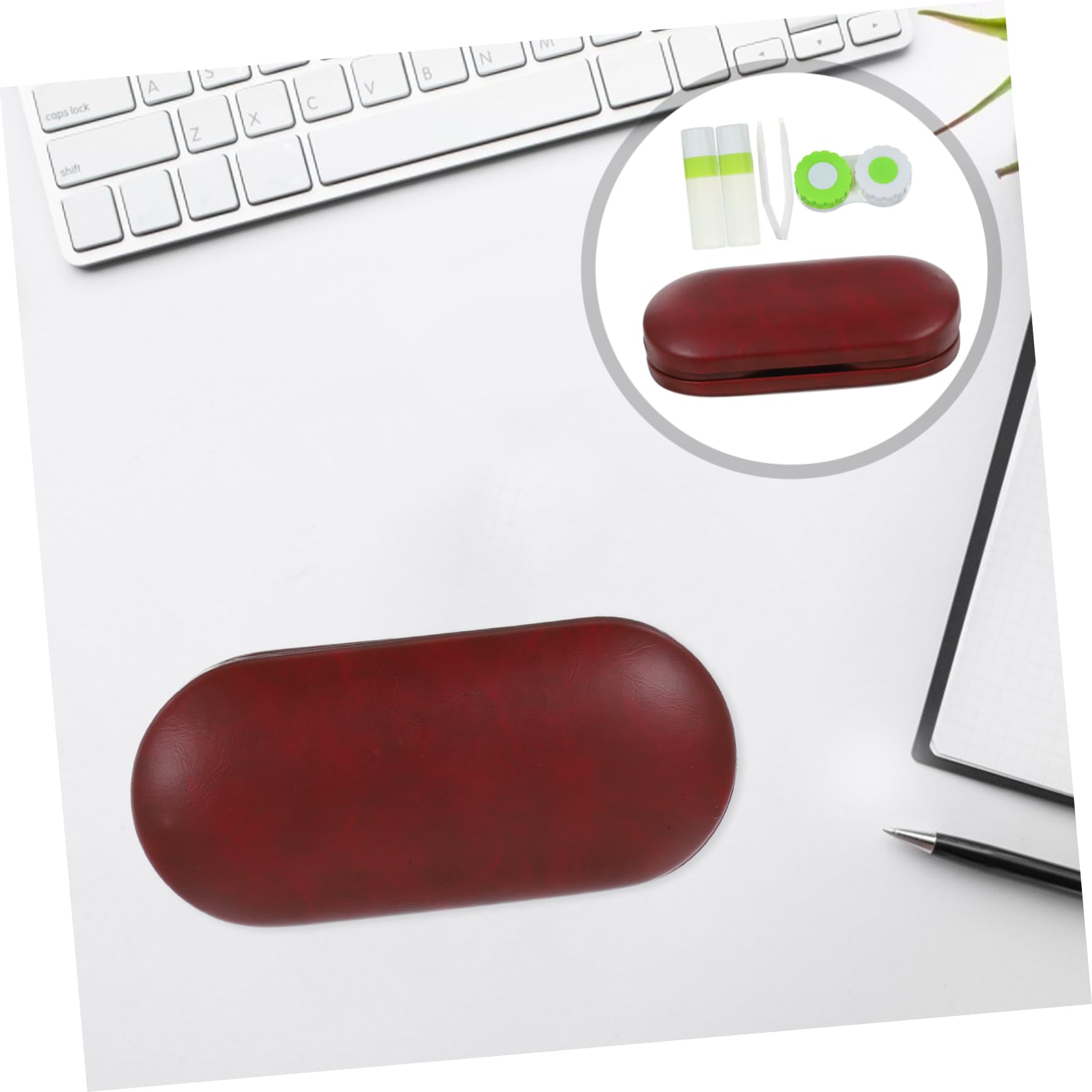 Ipetboom 5juegos Estuche De Gafas Doble Portátil Caja De Almacenamiento para Gafas y Lentes De Contacto para Viajes y Actividades Al Aire Material PU Resistente y Ligero