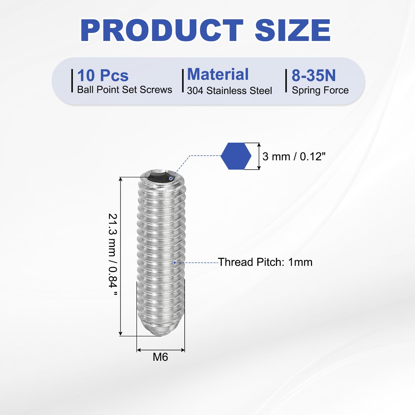 PATIKIL M6x20mm Ball Point Set Screws - Image 2