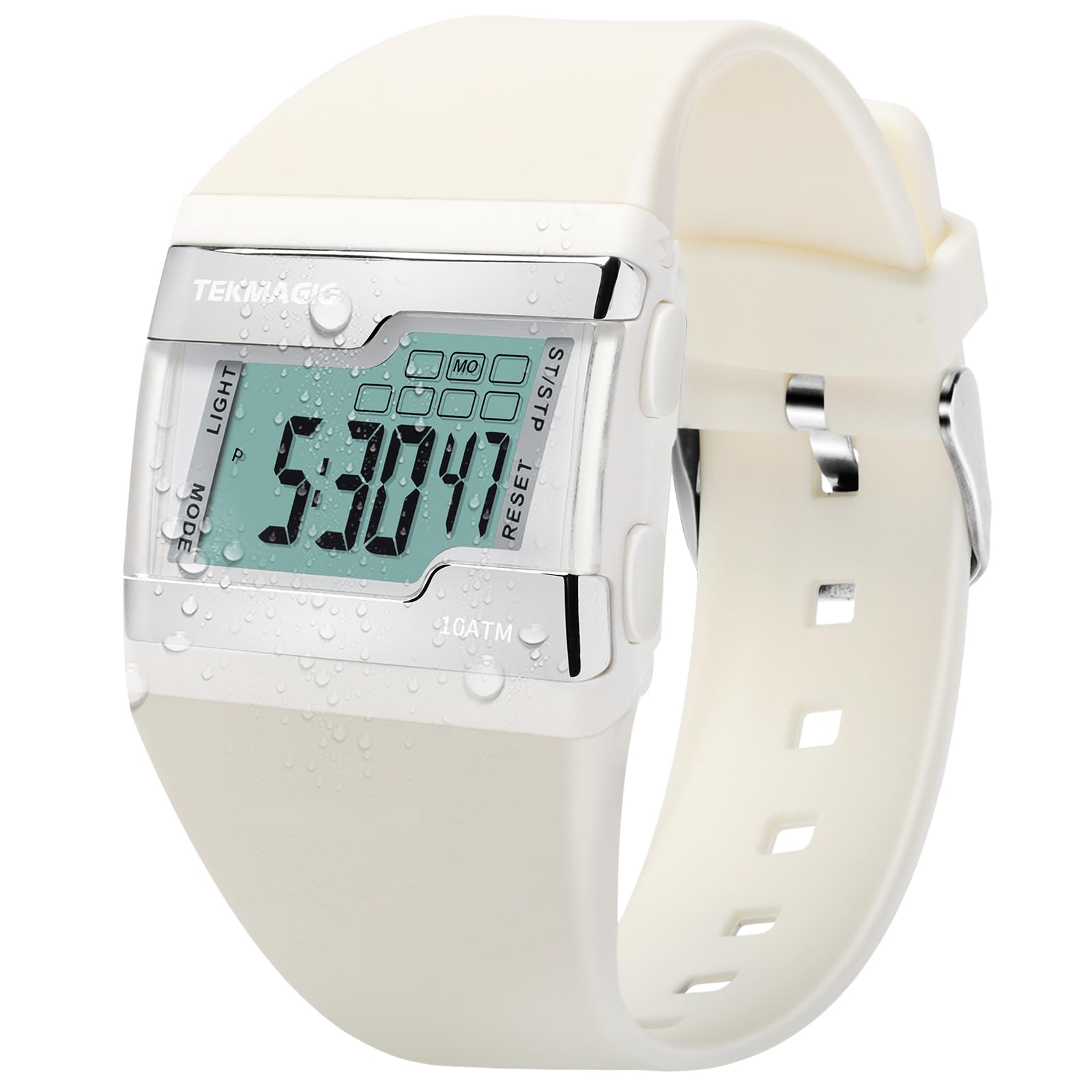 Montre Numérique TEKMAGIC – Étanche 100 M, Rétroéclairage, Chrono, Double Fuseau, Alarme – Silicone Bleu Clair, Quartz Japonais