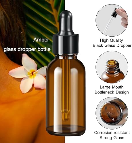 Miniatura 6 de 9 PCS 1OZ Dropper Bottles and 3 PCS 1.7OZ Spry Bottles with 2 Funnels, 30ml Amber Glass Tincture Bottle with Eye Droppers, 50ml Amber Glass Bottle