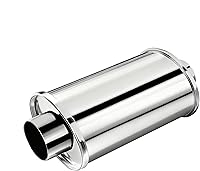 FortisArc 2.5" 304 Stainless Steel Exhaust Resonator - Ultra Quiet Straight-Through Muffler, 13.8" Length, Noise Reduction for Cars & Trucks