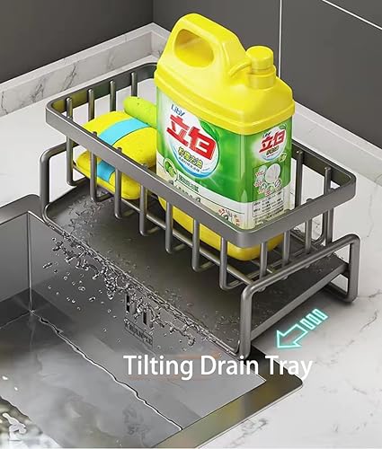 Miniatura 2 de Soporte de esponja de acero inoxidable para fregadero de cocina, organizador de esponja antioxidante, organizador de fregadero de cocina de baño con