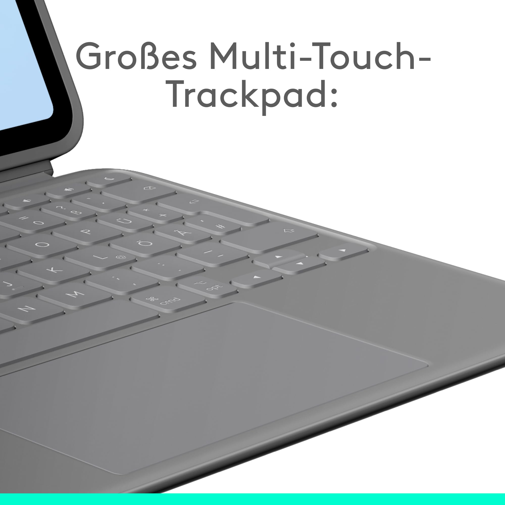 Logitech Combo Touch Tastatur-Case für iPad Air 11 Zoll (M2, M3, M4), abnehmbare Tastatur mit Hintergrundbeleuchtung, Deutsches QWERTZ-Layout, Grau