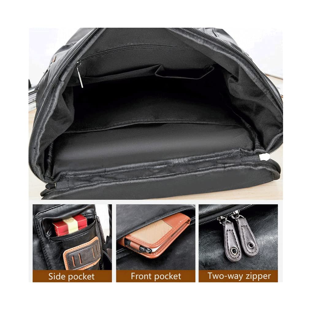 Mochila De Cuero Vintage Mochila De Cuero Para Portátil De 15,6 Pulgadas Mochila De Bolsillo Mochila De Viaje De Negocios Informal Para Hombres Y Mujeres
