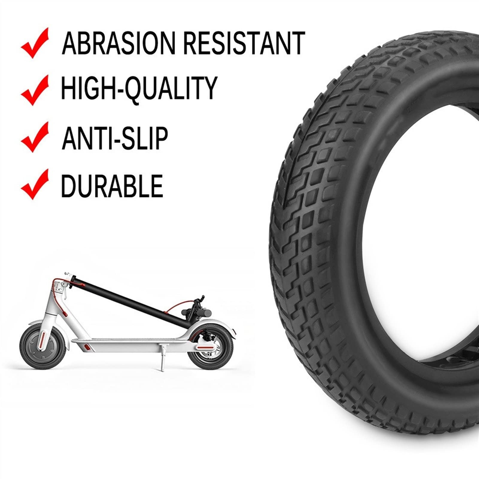 Amortisseur de Scooter électrique Pneu en Caoutchouc Scooter Pneu Solide Amortisseur Pneu Non pneumatique 8,5 Pouces Pièces et Accessoires de Scooter
