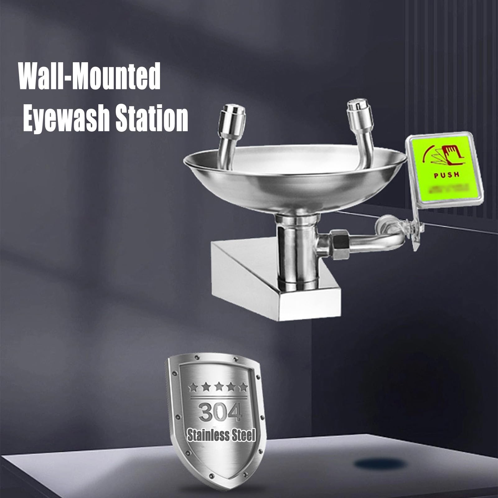 Station de Lavage oculaire d'urgence, Station de Douche oculaire Murale avec Panneau de Commande Manuel Attrayant, Lave-Yeux Industriel Simple pour Laboratoire, Usine, école.,