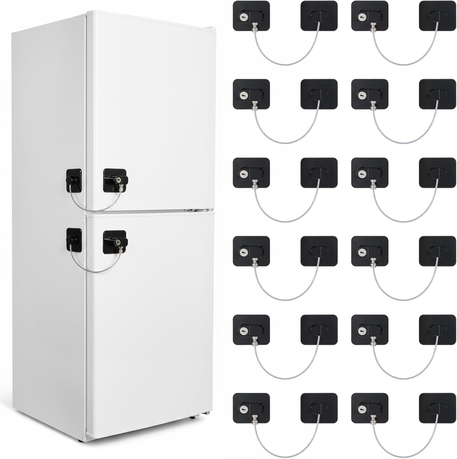 12 Pack Refrigerator Lock with Keys Heavy Duty Fridge Locks Child Safety Cabinet Locks Adhesive Baby Lock for Kitchen Drawer File Furniture Appliance Closet Window Door