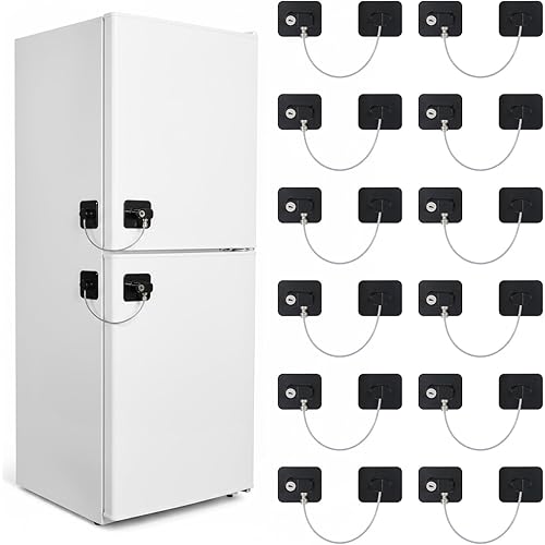 12 Pack Refrigerator Lock with Keys Heavy Duty Fridge Locks Child Safety Cabinet Locks Adhesive Baby Lock for Kitchen Drawer File Furniture Appliance Closet Window Door