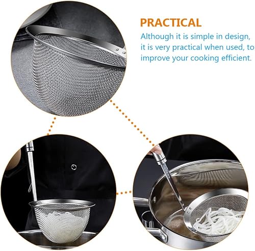 Miniatura 4 de Hemoton Cesta de pasta de acero inoxidable de malla con araña, colador de fideos, cesta profunda de malla fina para cocina, colador de malla con asa