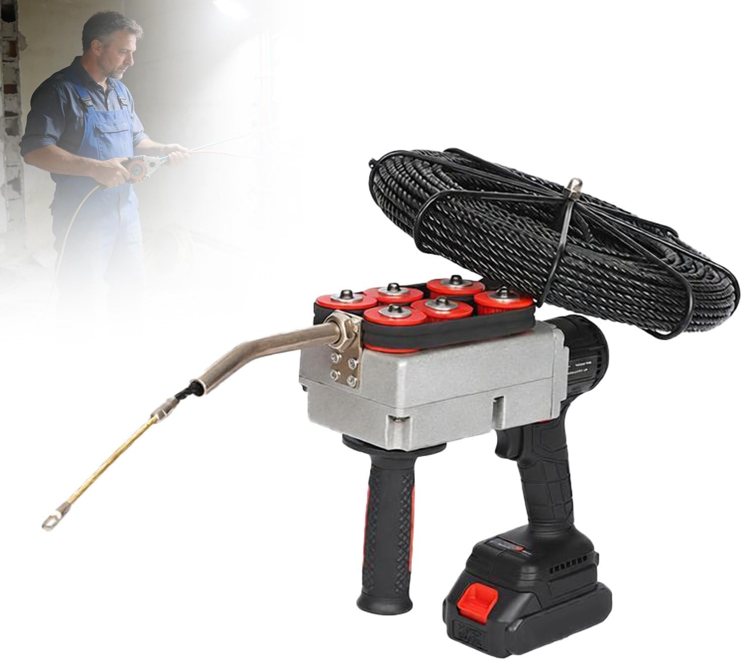 150kg Pull Force Automatic Cable Puller, 40m/Min Cordless High-Speed Wire Fishing Machine for Tough Conduit and Wall Installation 30meters-37500mAh