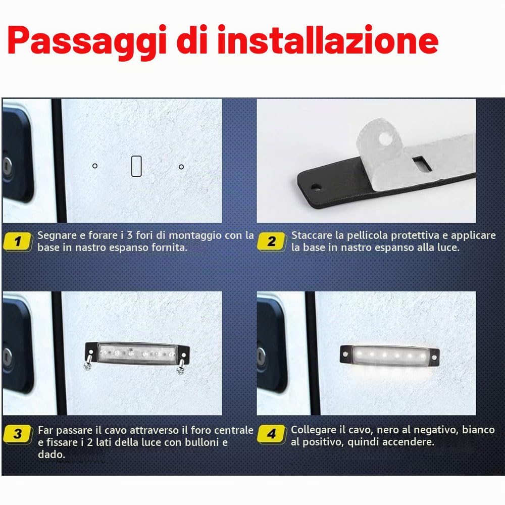 6 Pezzi bianco LED Indicatori Laterali Luci,12V/24V Luci di posizione laterali indicatori, LED Laterali/Anteriore/Posteriore Indicatori per camion, ecc