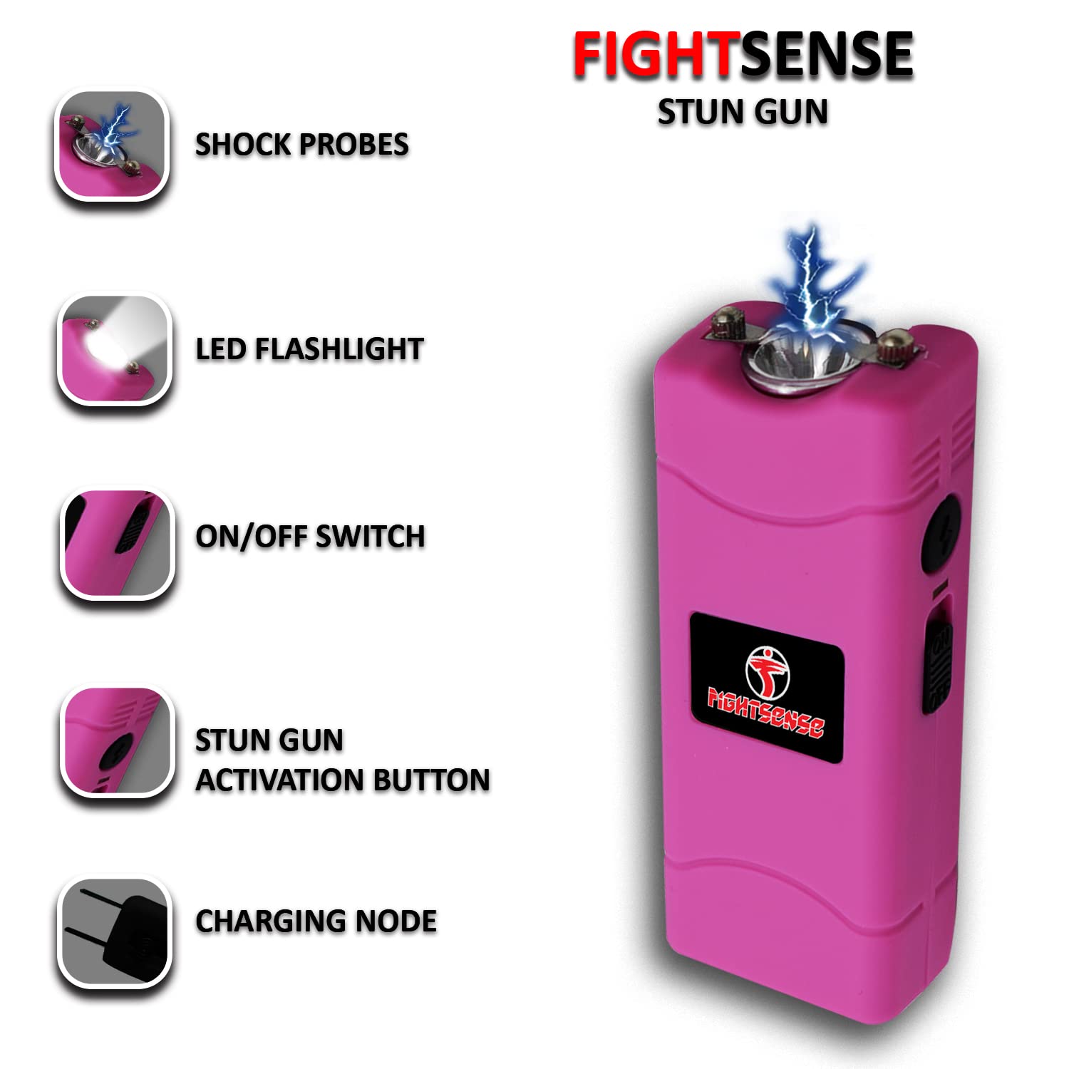 FIGHTSENSE Mini Stun Gun & Pepper Spray Combo Pack for Self Defense