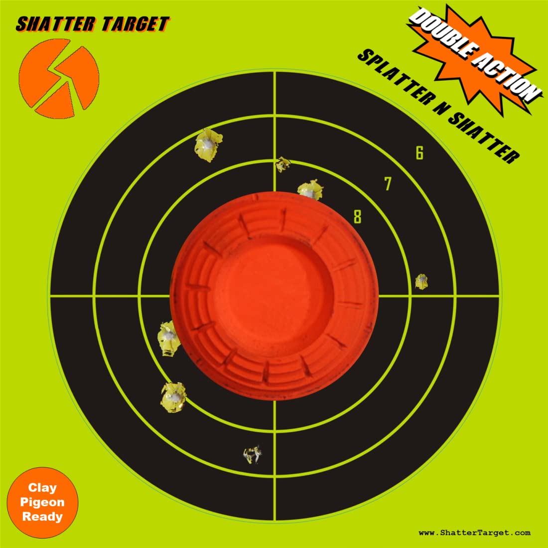 12 x 12 Shatter Target - Clay Pigeon Ready with Florescent Yellow Reactive Paper – (10 Sheet Pack)