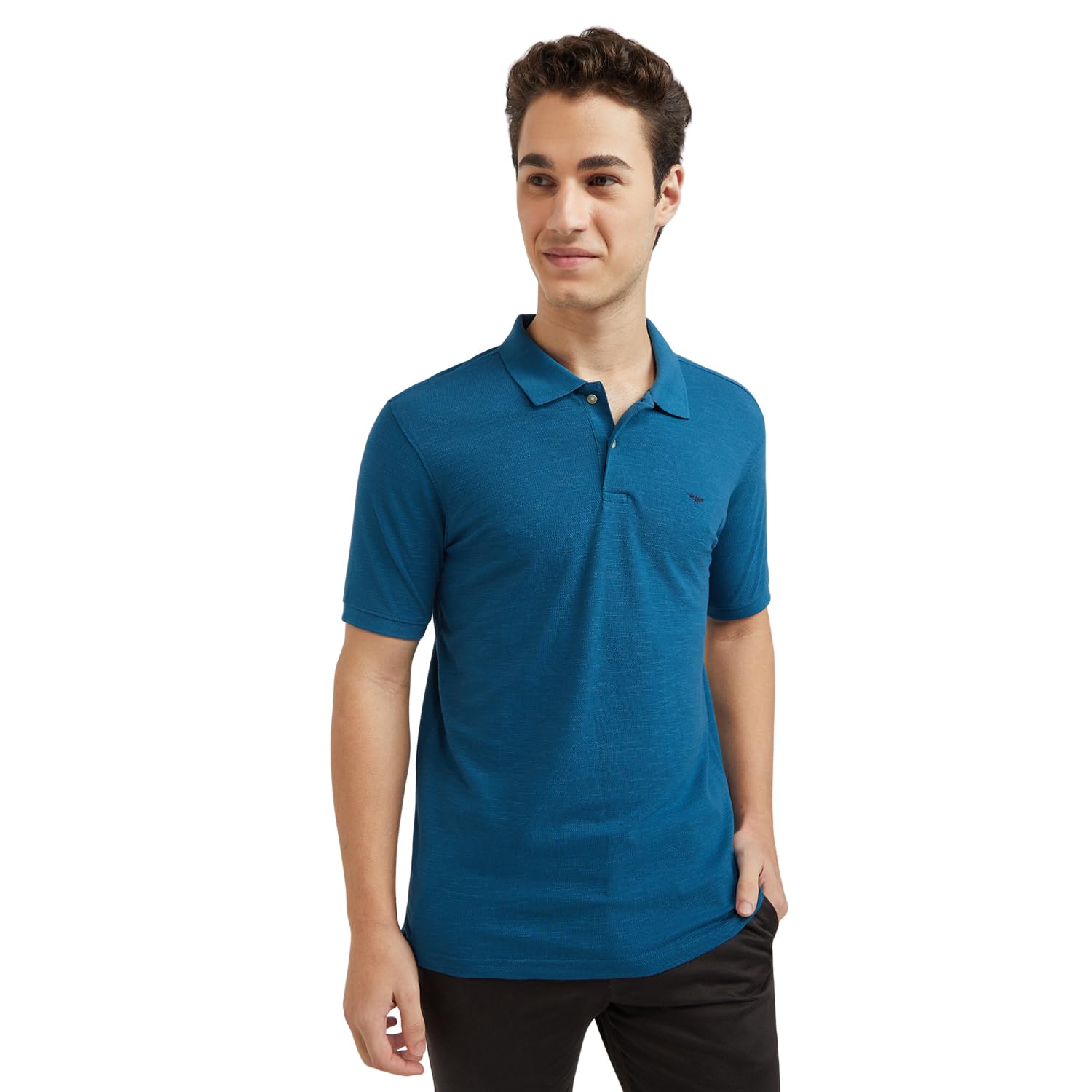 park avenue Men's Cotton Polyester Blend Solid Pattern Slim Fit Rib Collar Polo Neck Half Sleeve Casual T-Shirt-picture-27