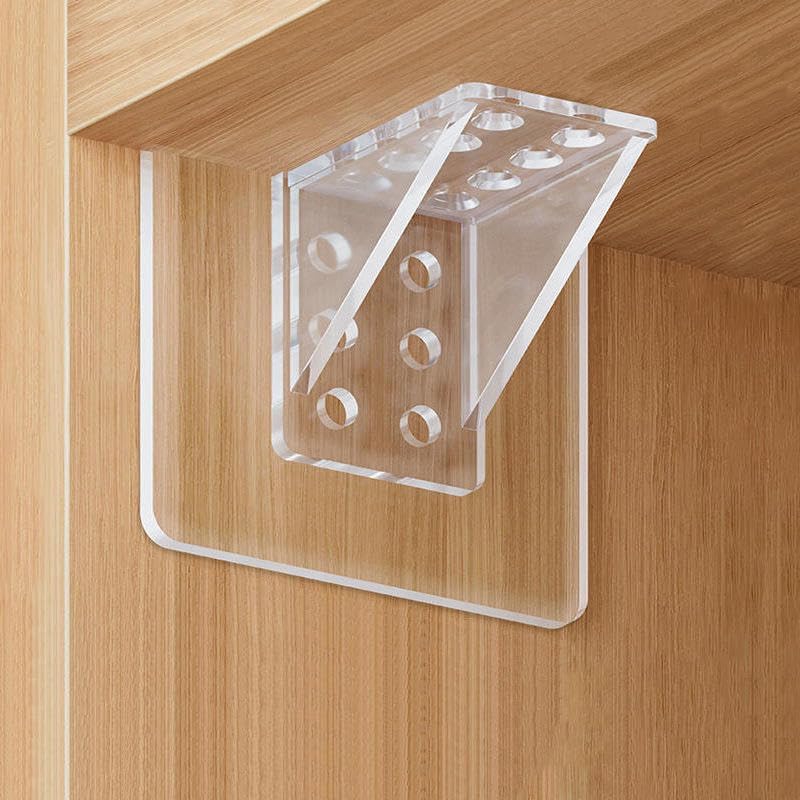 Adhesive Cabinet Shelf Support Bracket| No Drill Plastic Right Angle Shelf Holder | Strong Double-Panel Anti-Slip Support for Kitchen, Wardrobe & Bookshelf (S- Size - (8PCS))-image-19