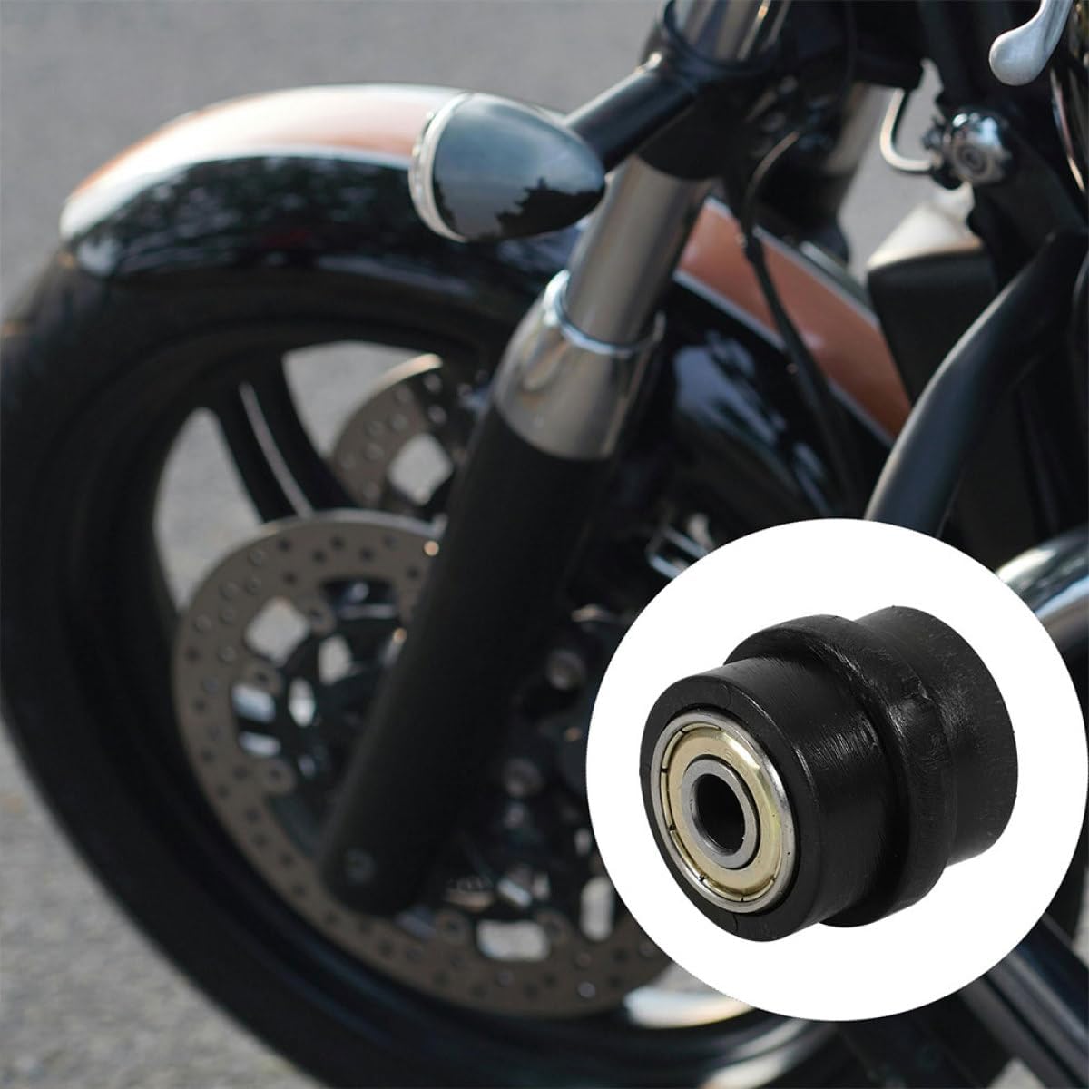 LIFKOME 2pcs Motorcycle Chain Roller Pulley Tensioner 8mm Black Guide Wheel for Dirt Bike Atv Mini Bike Chain Tensioner Compatible with Drive Train