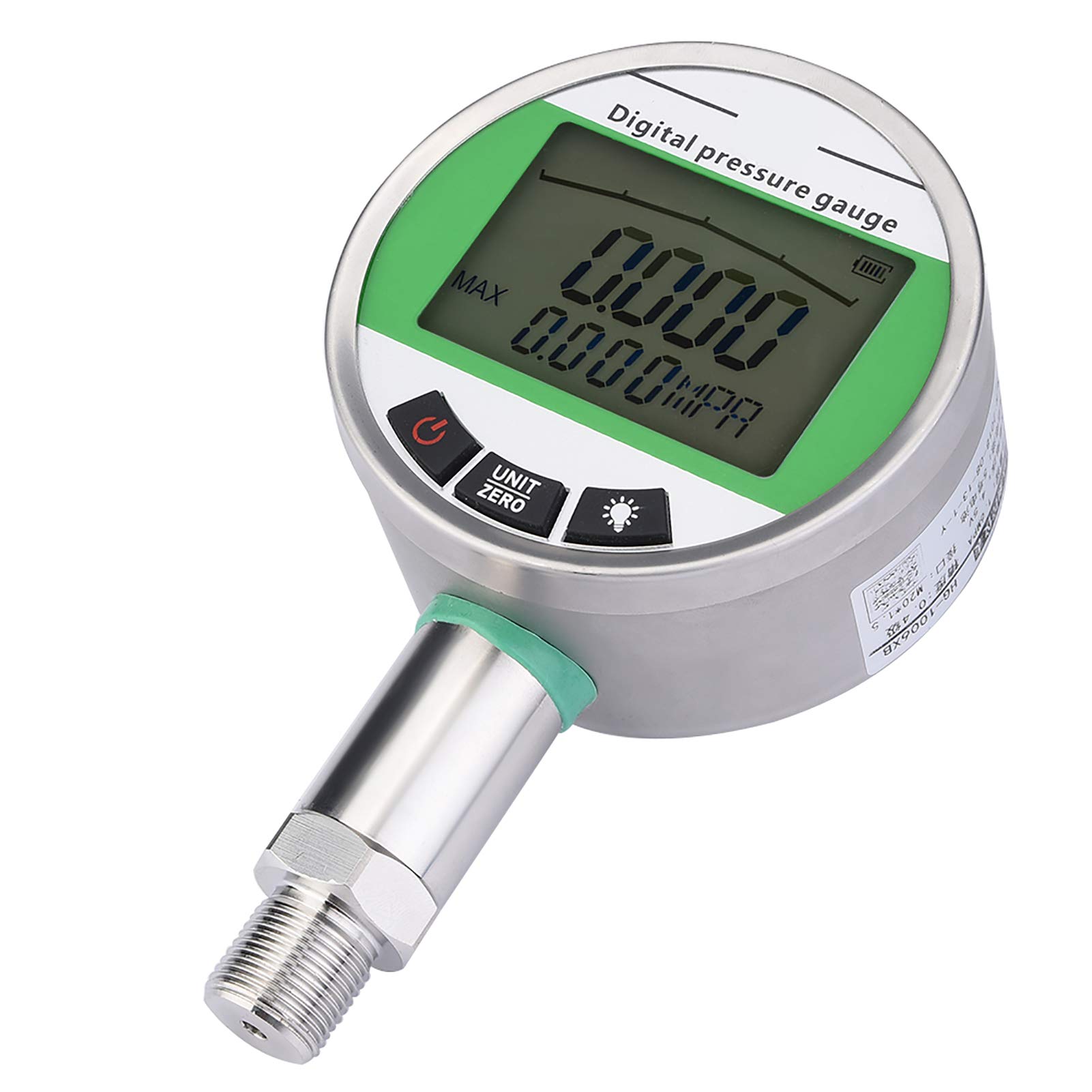 Manómetro digital de medición de presión medidor de presión digital de presión hidráulica indicador de presión de transmisión remota para gas aceite agua con conector 0-1.6MPA M20 x 1,5 mm