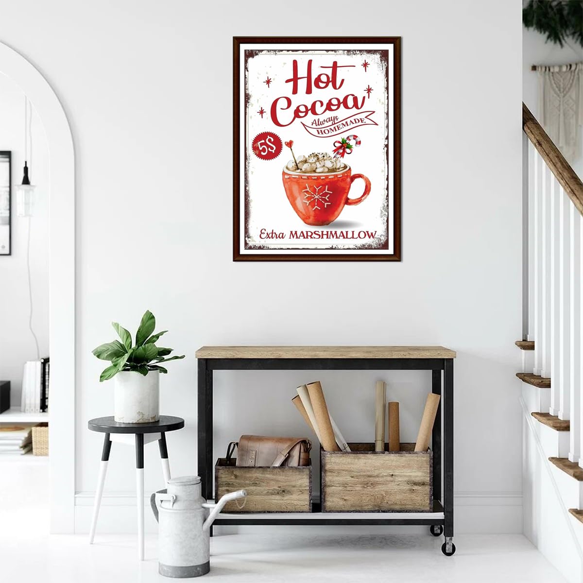 YEEIFFD Kit de broderie diamant pour toutes les décorations de Noël débutantes, motif cacao chaud d'hiver, kit de broderie au point de croix pour décoration d'intérieur, Noël, restaurant, café, 30 x