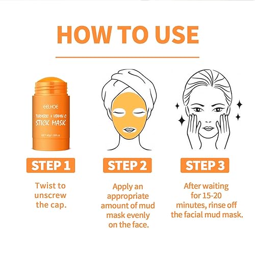 Miniatura 9 de Máscara de barro de cúrcuma, limpieza profunda, eliminación de puntos negros, brillo radiante, adecuada para todo tipo de piel