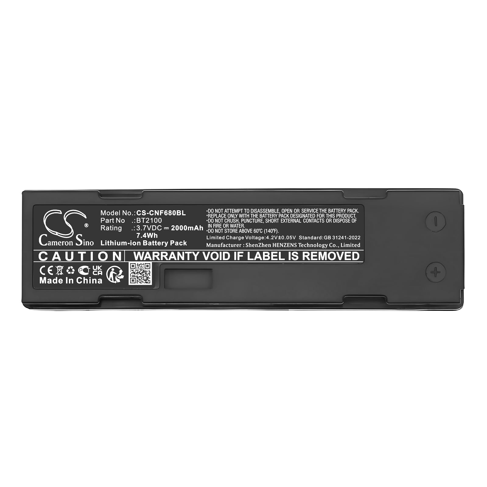 TECHTEK Batterie 2000mAh Compatible avec [CINO] 680BT, F680BT, F780BT, pour [Cognex] Dataman 8000, DataMan 8050, DataMan 8050E, 8050X, 8100, 8500, 9500 remplace 12 FBA