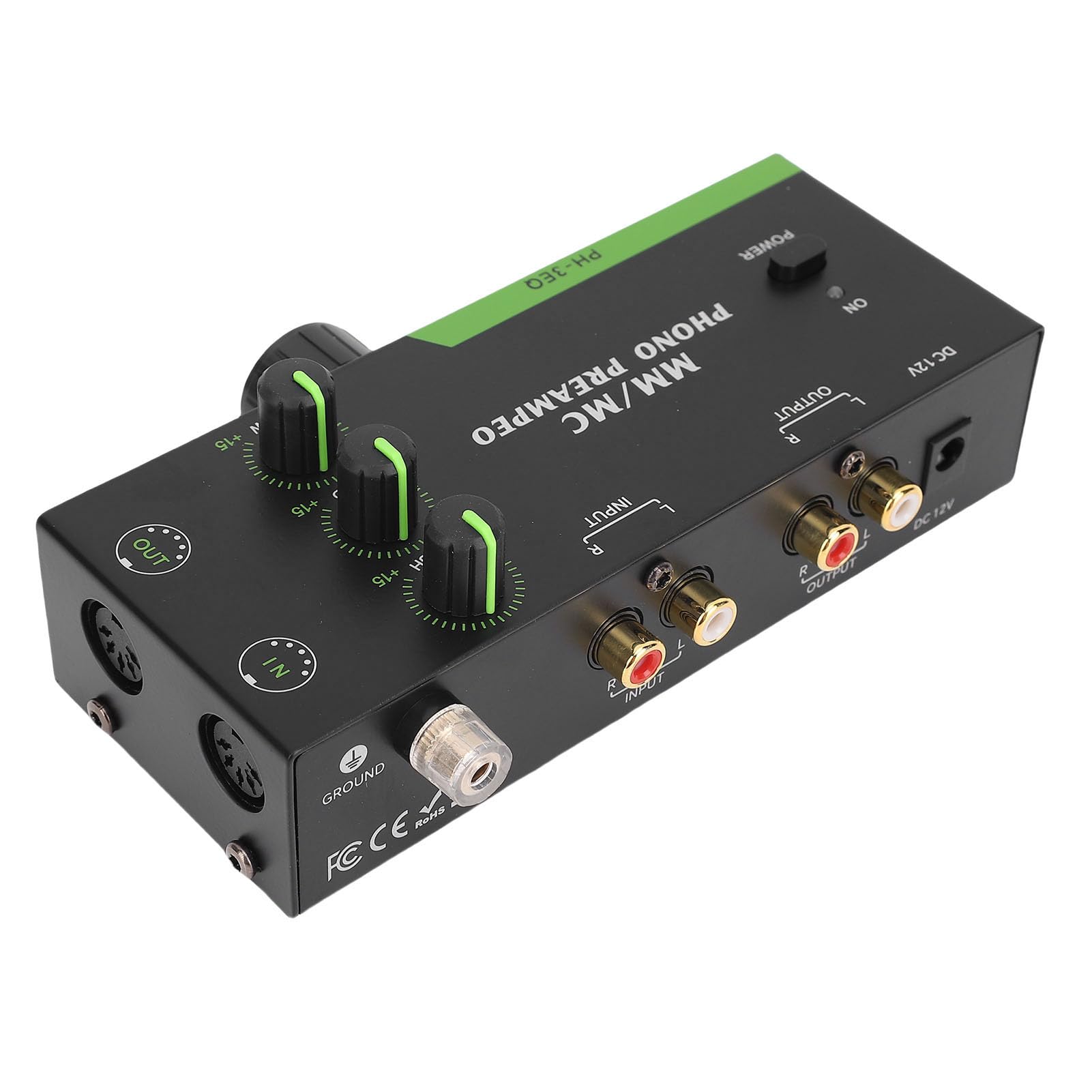 Preamplificatore Phono Mm/MC, Preamplificatore Phono Mini Stereo Professionale con Output di Ingresso XLR a 5 Pin e Output per Cuffie da 3,5 Mm, per Giradischi, Giradischi, Stereo Home