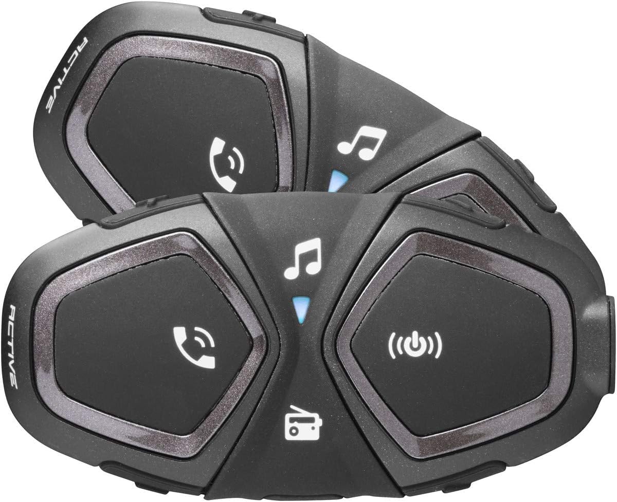 INTERPHONE Active HD Double Intercom Motorcycle Helmet Stereo Earphones 40 mm 4 Motorcyclists Max Distance 1 Km Autonomy 15 Hours Radio GPS TFT IPX67 Waterproof