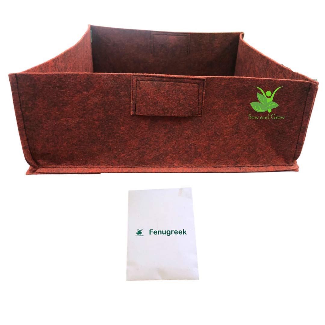 Sow and Grow Large Grow Bag and Fenugreek/Methi Seeds Grow it Yourself Vegetable Kit for Terrace Garden | Grow Your Own Food