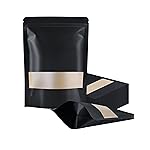 FireKylin 100 Pcs Resealable bags,7.1 x 10.2 Stand Up Black Paper Bags with Matte Window, Zipper Food Storage Bags for Packaging Products, Reusable, Sealable