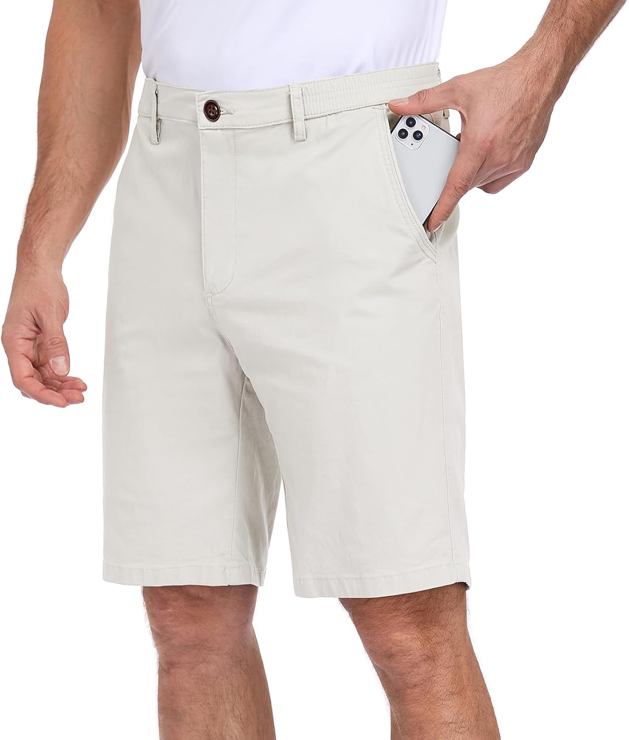 Oymyakon Men's Stretch Chino Short Slim Fit 10" Inseam Flat Front Shorts Summer Cotton Casual Shorts with Pocket - Image 4