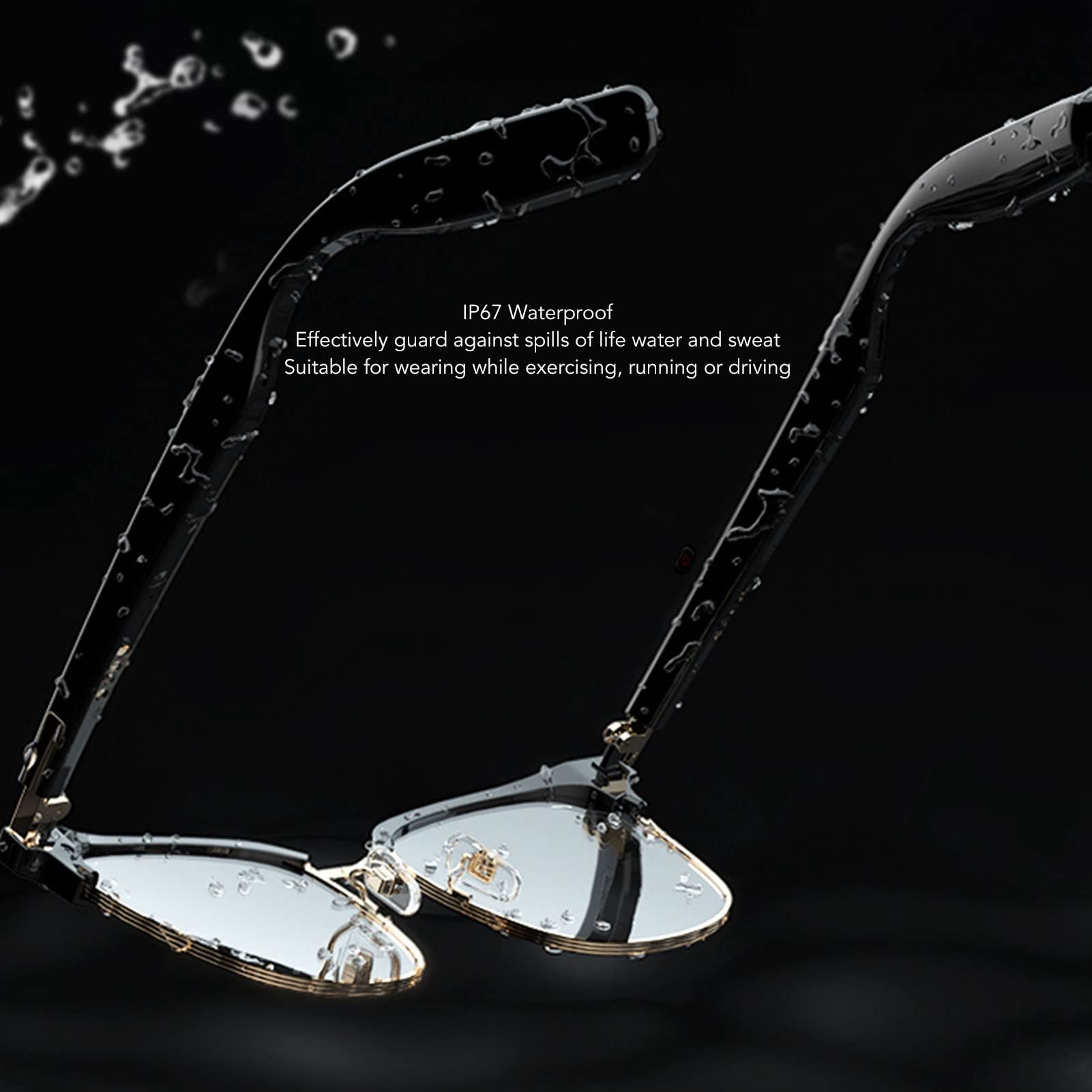 Lunettes Intelligentes Bluetooth 5.3, IP67 Étanches Double Batterie 115mAh Autonomie 7h | Détection Corps Humain Activité Sport Course Conduite | Haut,parleur AAC Micro Intégré