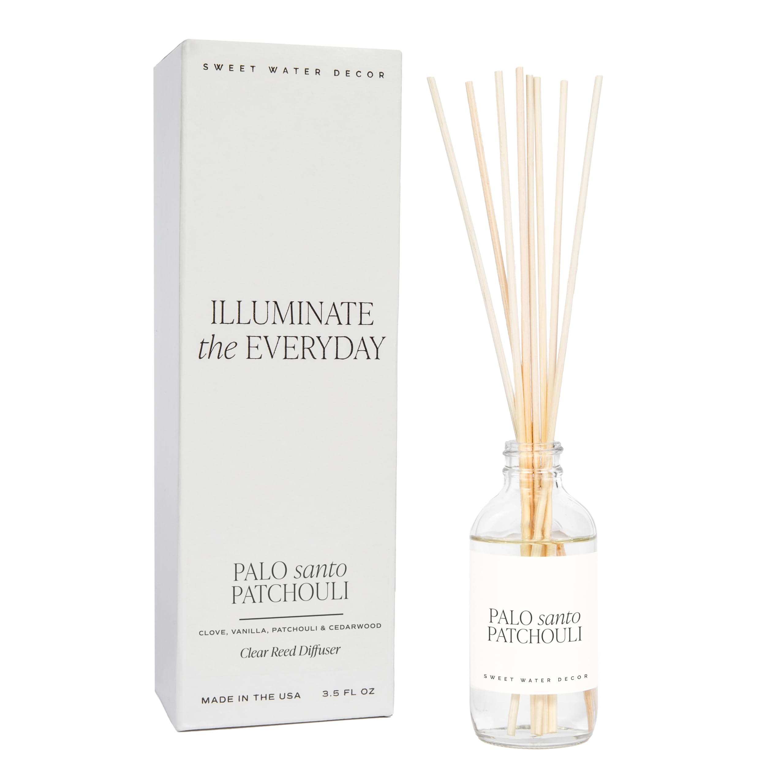 Sweet Water Decor Palo Santo &amp; Patchouli Reed Diffuser, 3.5 Fl Oz