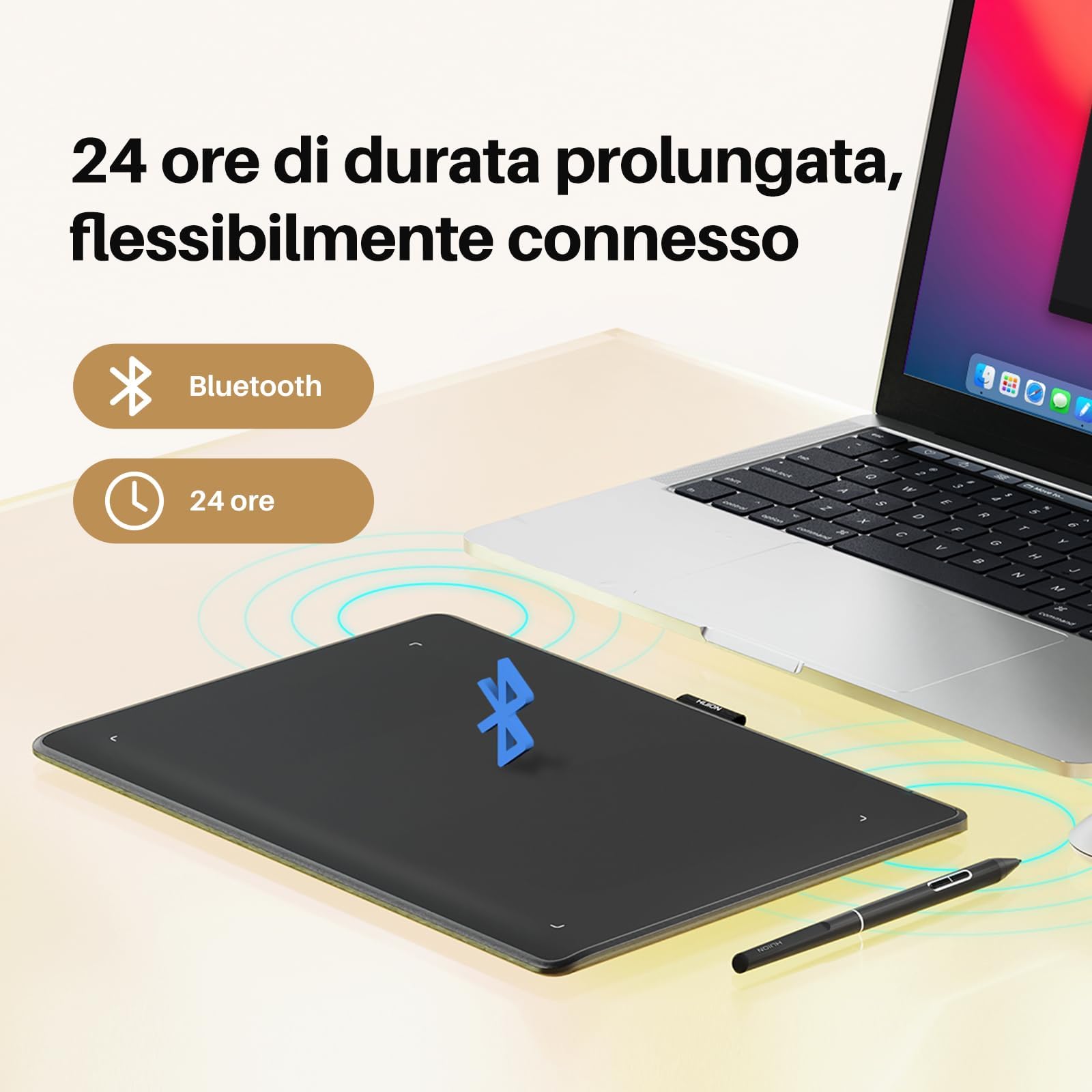 HUION Inspiroy Frego M Tavoletta Grafica Bluetooth, PenTech 3.0+, Tavoletta Grafica 10x6,25 Pollici per Disegnare, Progettare, Lavorare con Mac, PC e Dispositivi Mobili