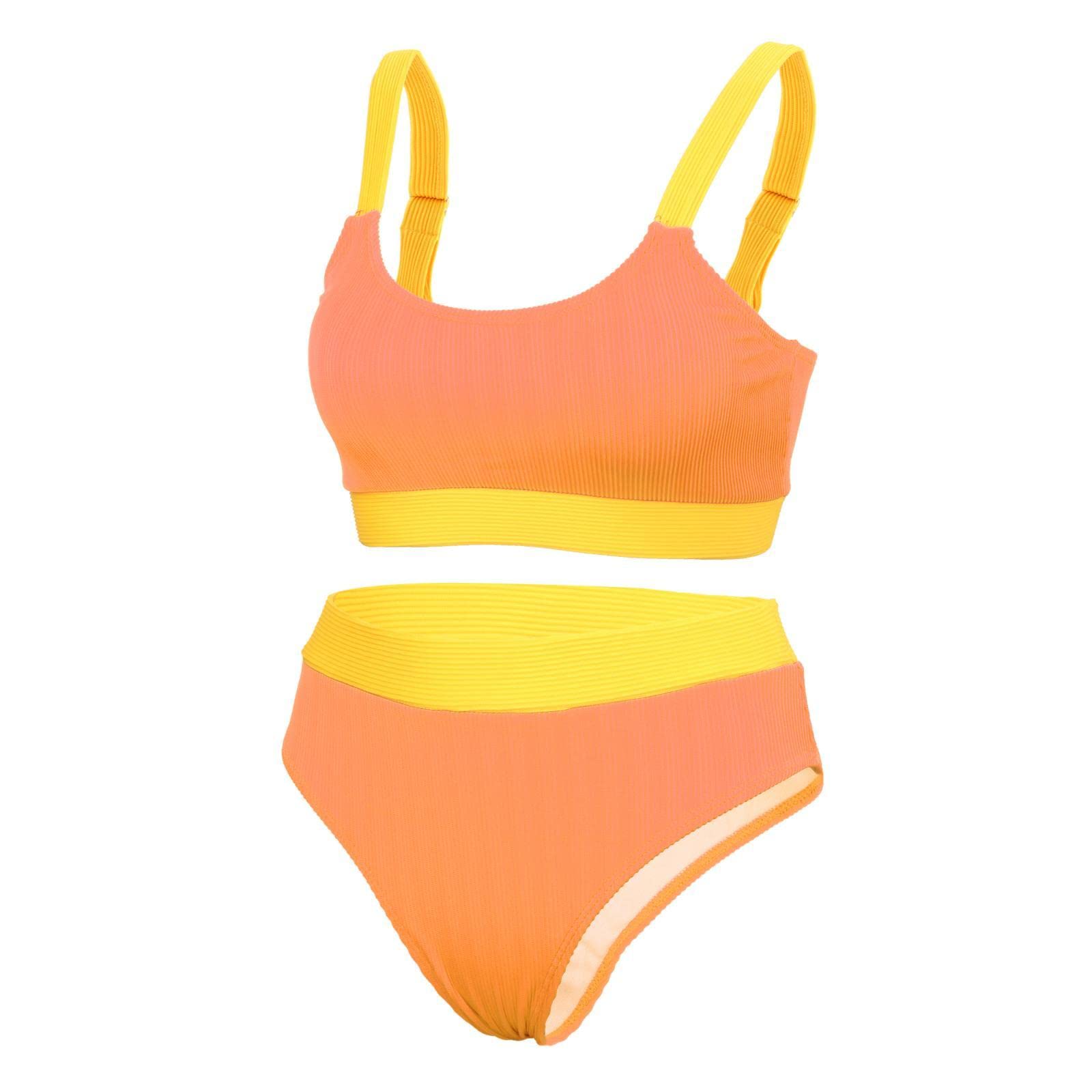 ™ Womens Swimwear Bikini Set Summer Beach Bathing Suit 2Pieces Bra orange S | Womens Clothing-image-6