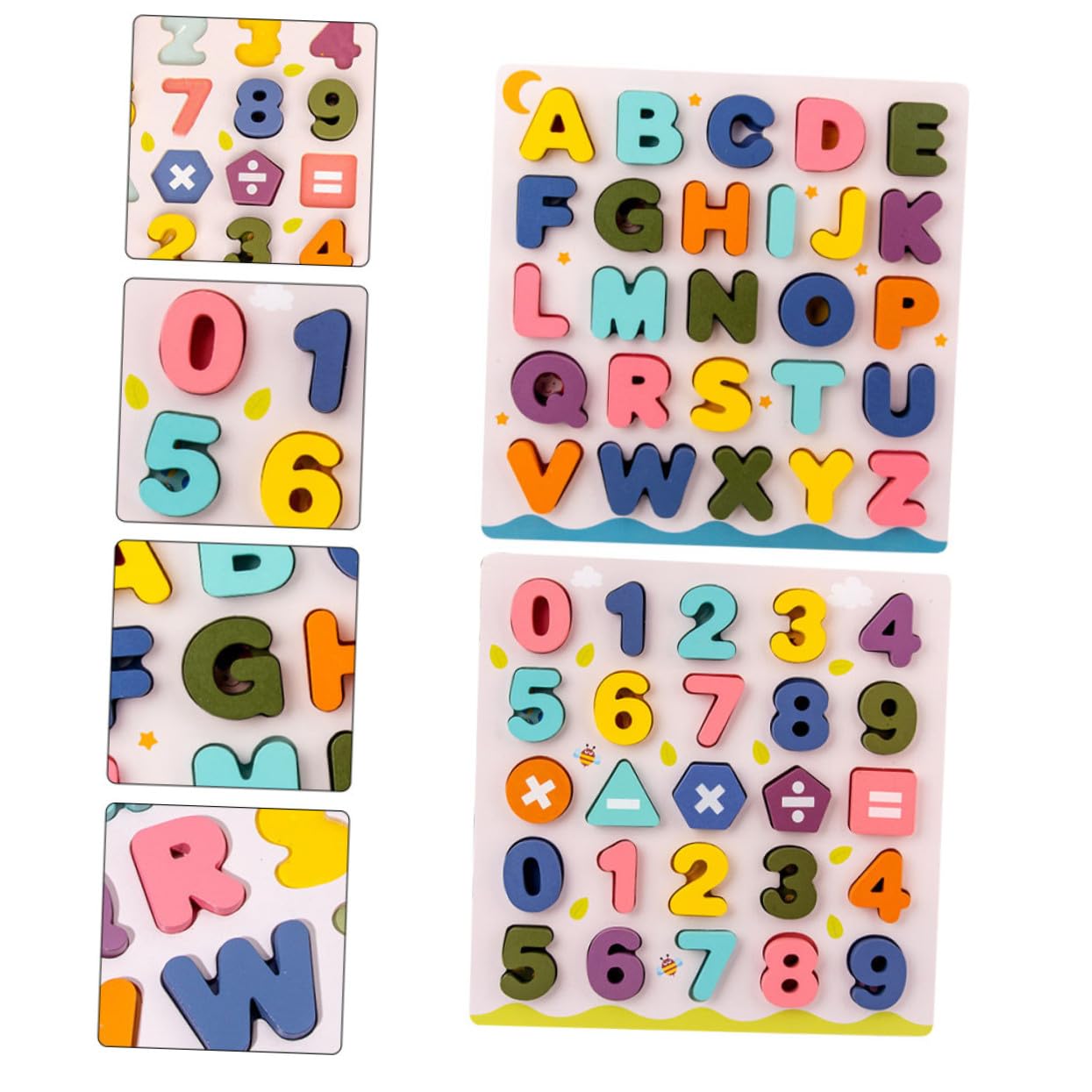 2 Juegos Juguetes Educativos de Madera para Puzzles Alfabeto y Números con Base Bloques de Aprendizaje para Matemáticas y Letras para Desarrollo Temprano y Familiares