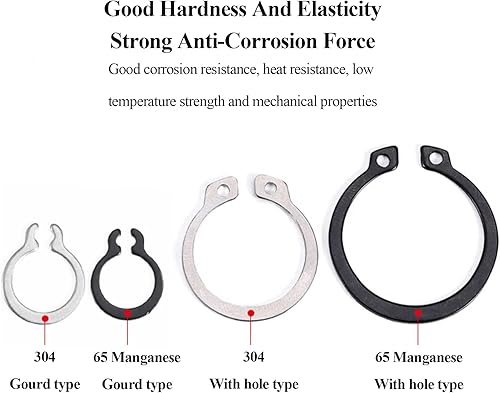 Miniatura 6 de 50 anillos de retención de clip en C externos de acero inoxidable 304 para ejes, ejes y otras piezas móviles, 0.866 pulgadas